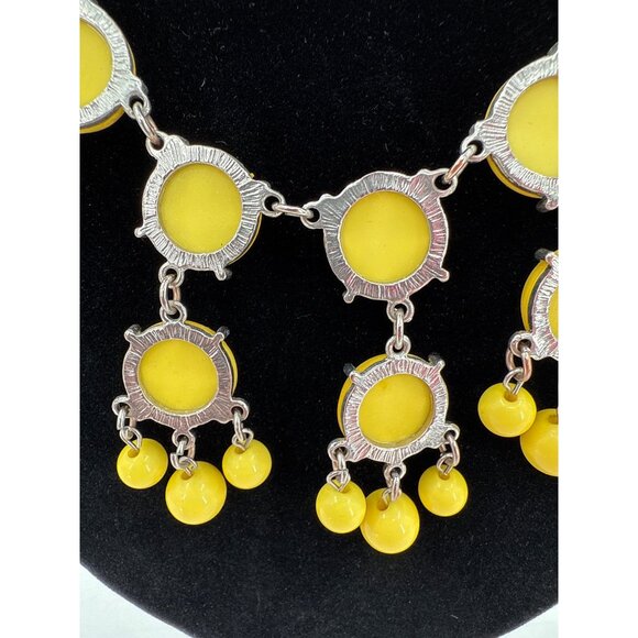 J. Crew Gold Tone Yellow Bubble Bauble Bib Dangle Statement Necklace adjustable - Picture 4 of 4